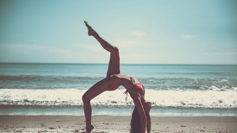beach, yoga, athlete